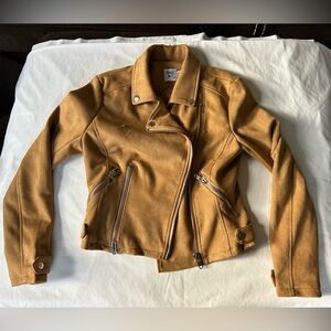 Princess Polly Tan Suede Moto Jacket size US2